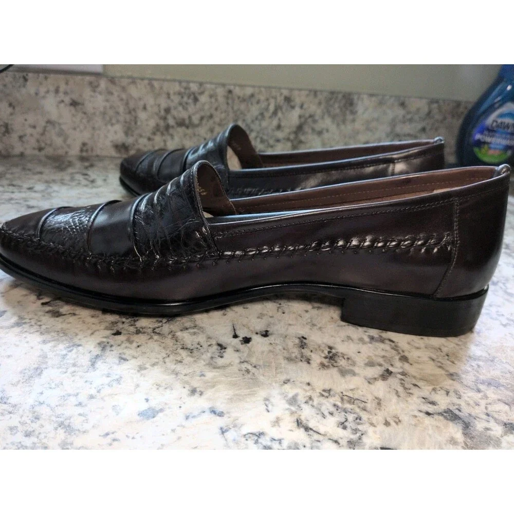 Giorgio Brutini Genuine Embossed Leather Loafers Brazil Mens Size 13D Burgundy